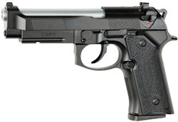 Пистолет страйкбольный (KJW) M9 IA GBB, GAS, металл, хром. ствол, рельса, модель - IA.GAS CP314