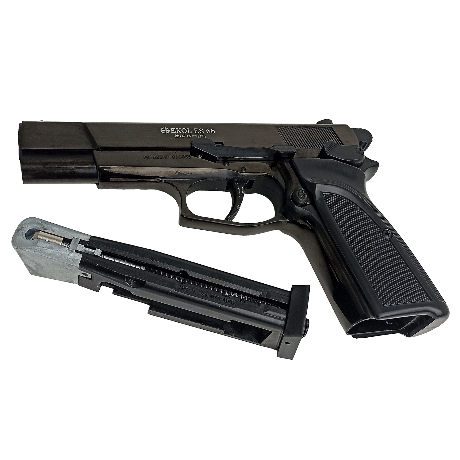 Пистолет пневматический EKOL ES 66 Black (металл) (баллоны 3 + шарики 250)