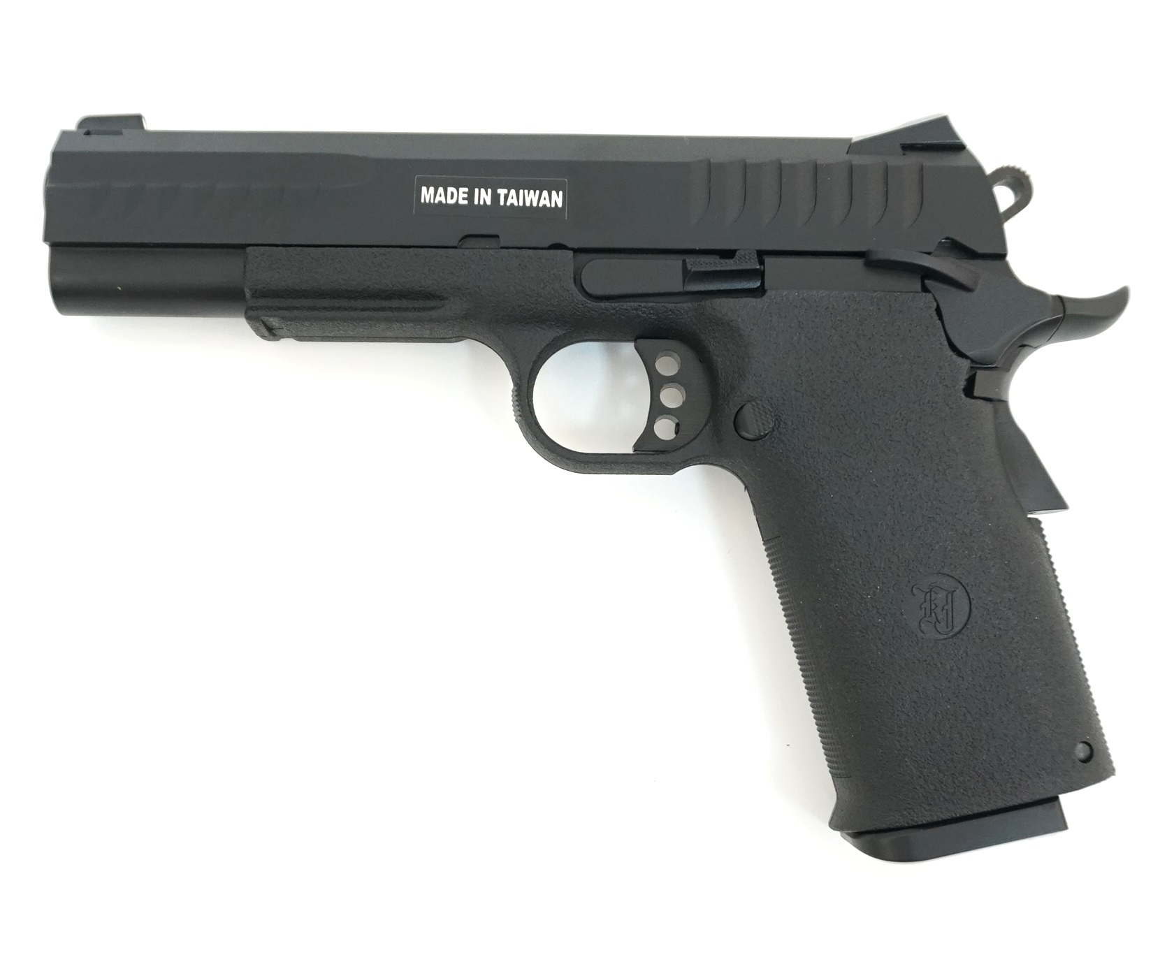 Пистолет страйкбольный (KJW) Colt M1911 Kimber GBB, черный, металл - KP-08.GAS