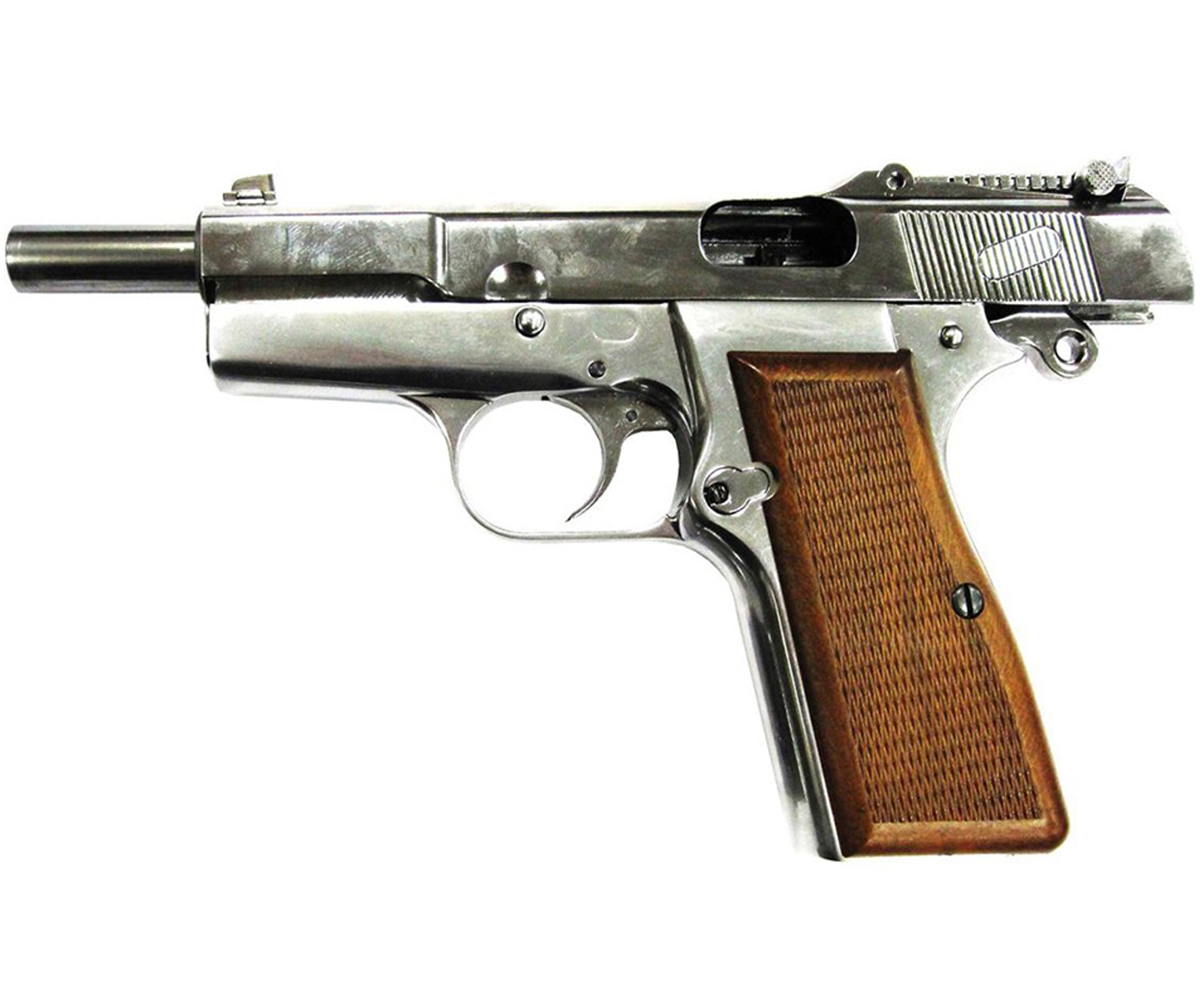 Пистолет страйкбольный (WE) BROWNING HI POWER, хромированный, металл, WE-B002