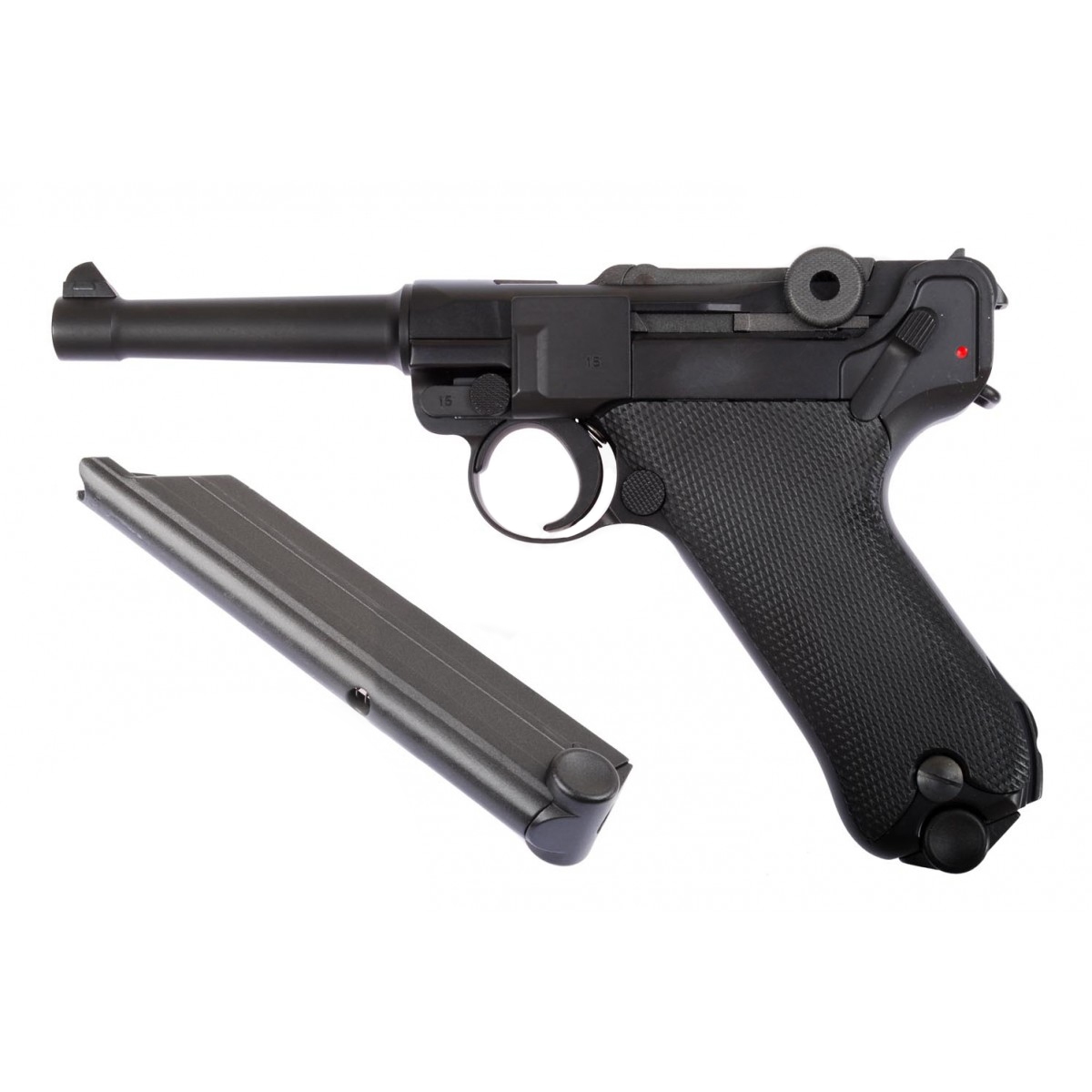 Пистолет страйкбольный (WE) P-08 4", металл, черный, GP401, WE-P001 / GP401