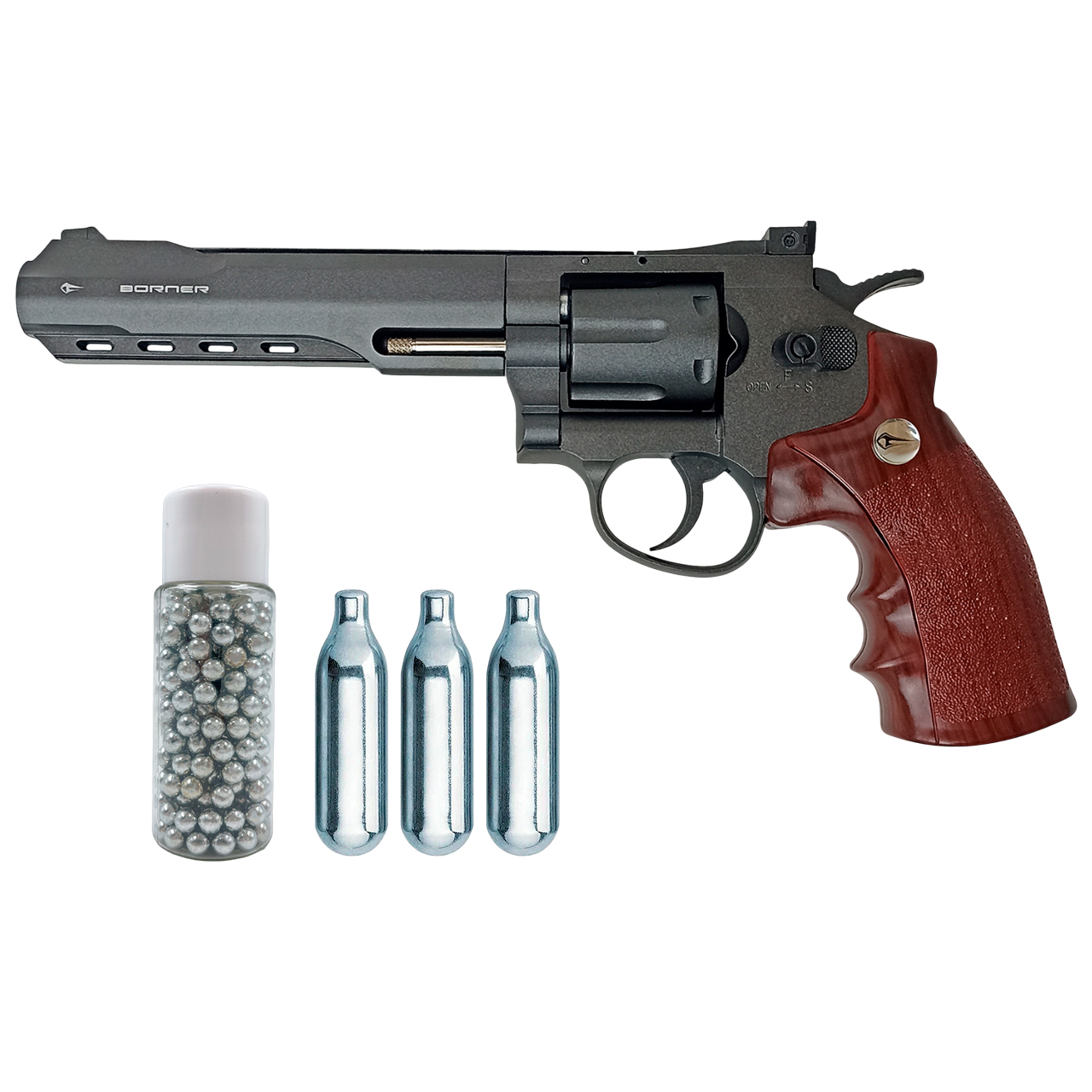 Револьвер пневматический Borner Super Sport 702 (баллоны 3 шт + шарики 250 шт)