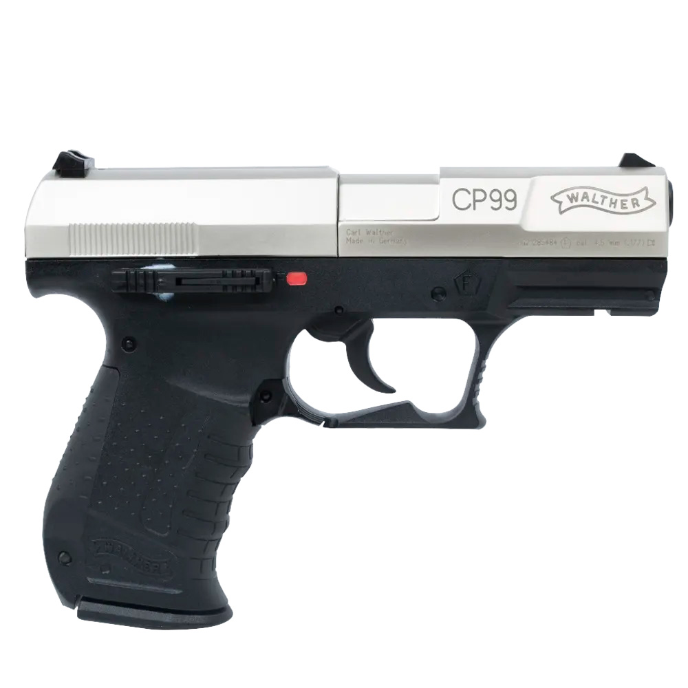 Пистолет пневматический Walther CP 99 (никель с чёрной рукоятью)