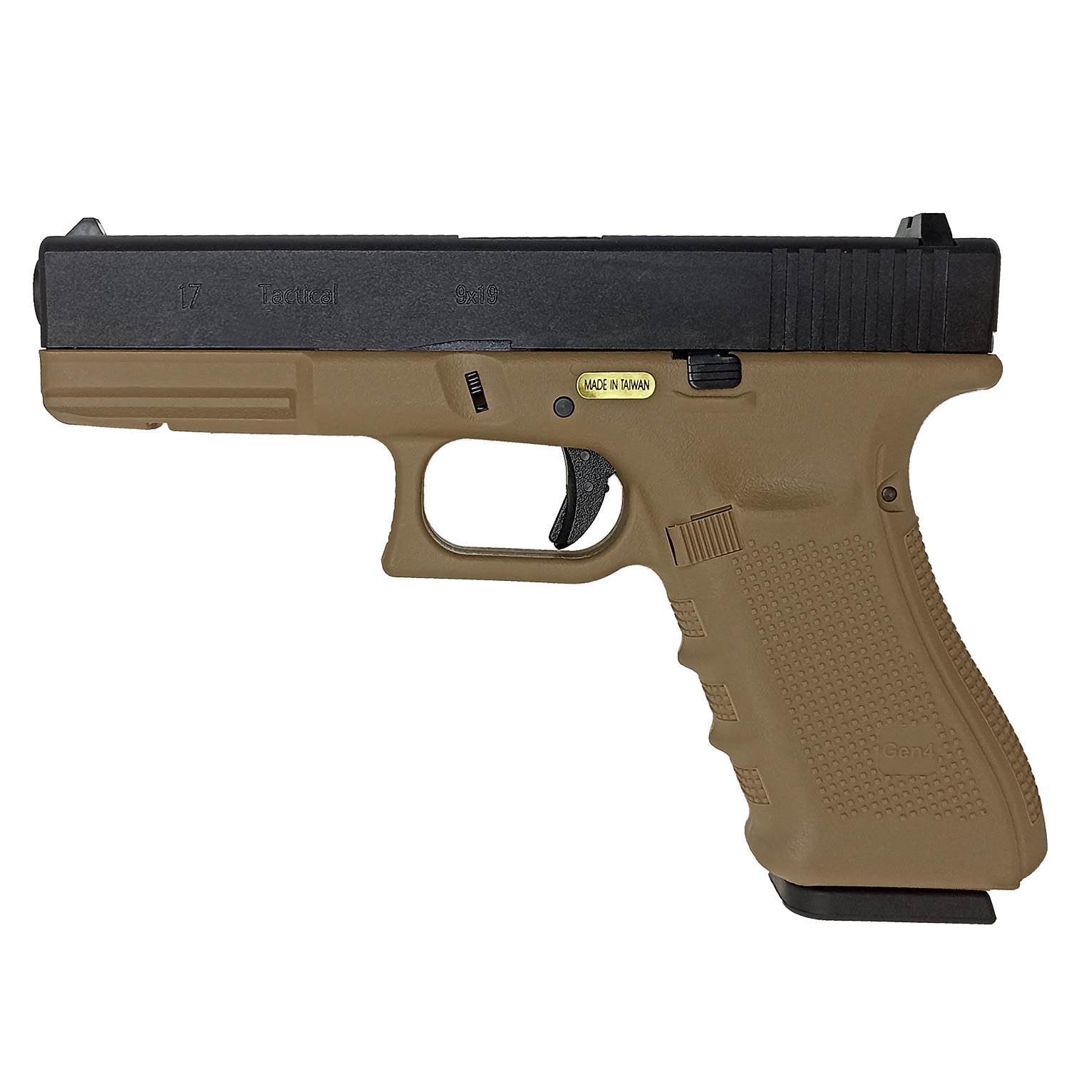 Пистолет страйкбольный WE Glock 17 Gen4, песочный, WE-G001B-TAN / GP616-B