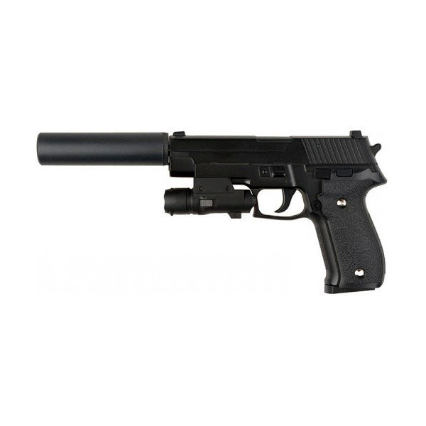 Пистолет страйкбольный (Galaxy) SIG Sauer 226 с глушителем и ЛЦУ G.26А SPRING