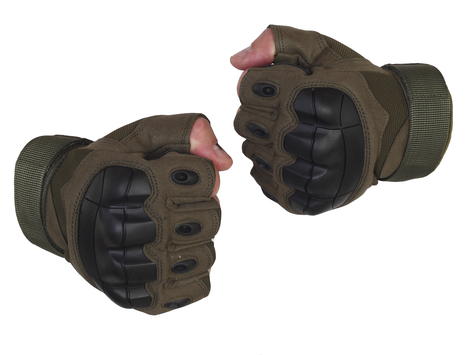 Перчатки Voenpro беспалые с защитой, цвет олива, размер M