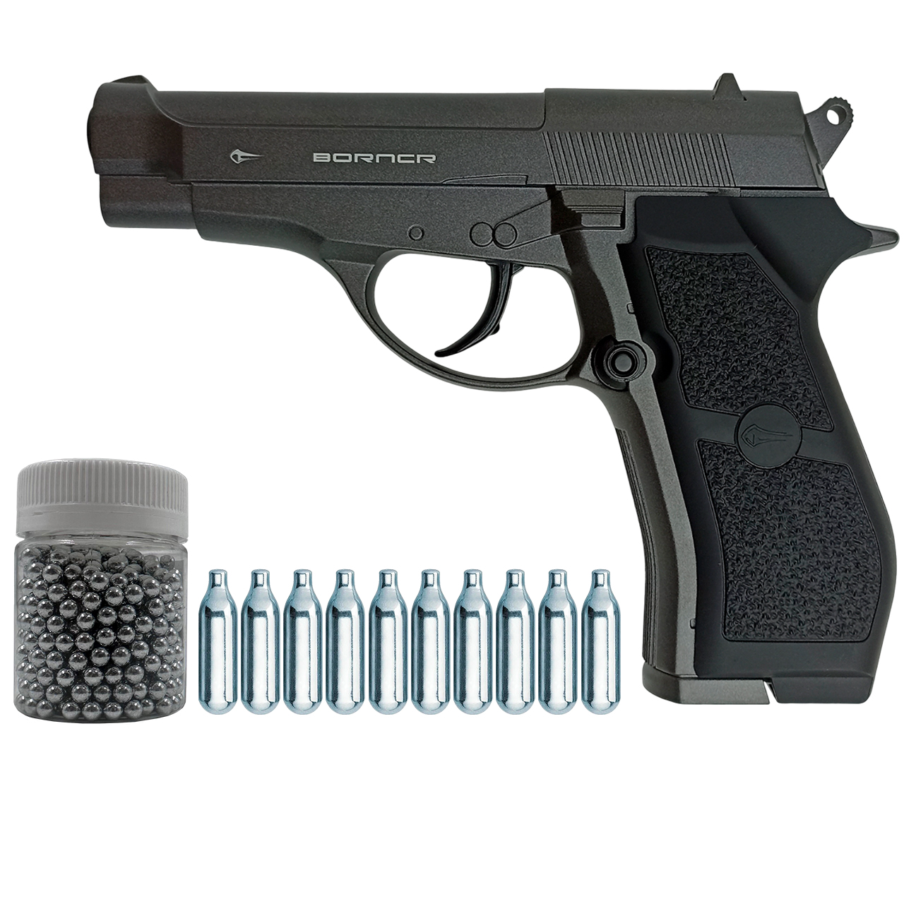 Пистолет пневматический Borner M84 (баллончики 10 шт + шарики 500 шт)