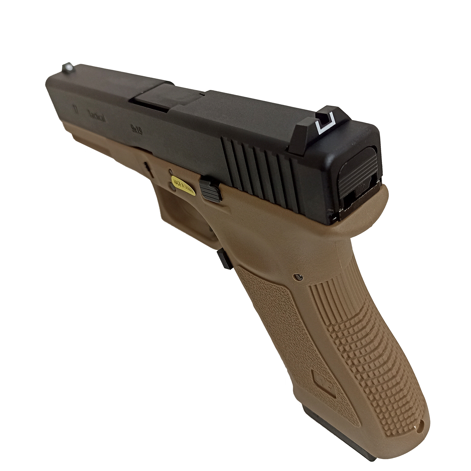 Пистолет страйкбольный (WE) Glock-17 gen3, металл слайд, WE-G001A-TAN / GP616