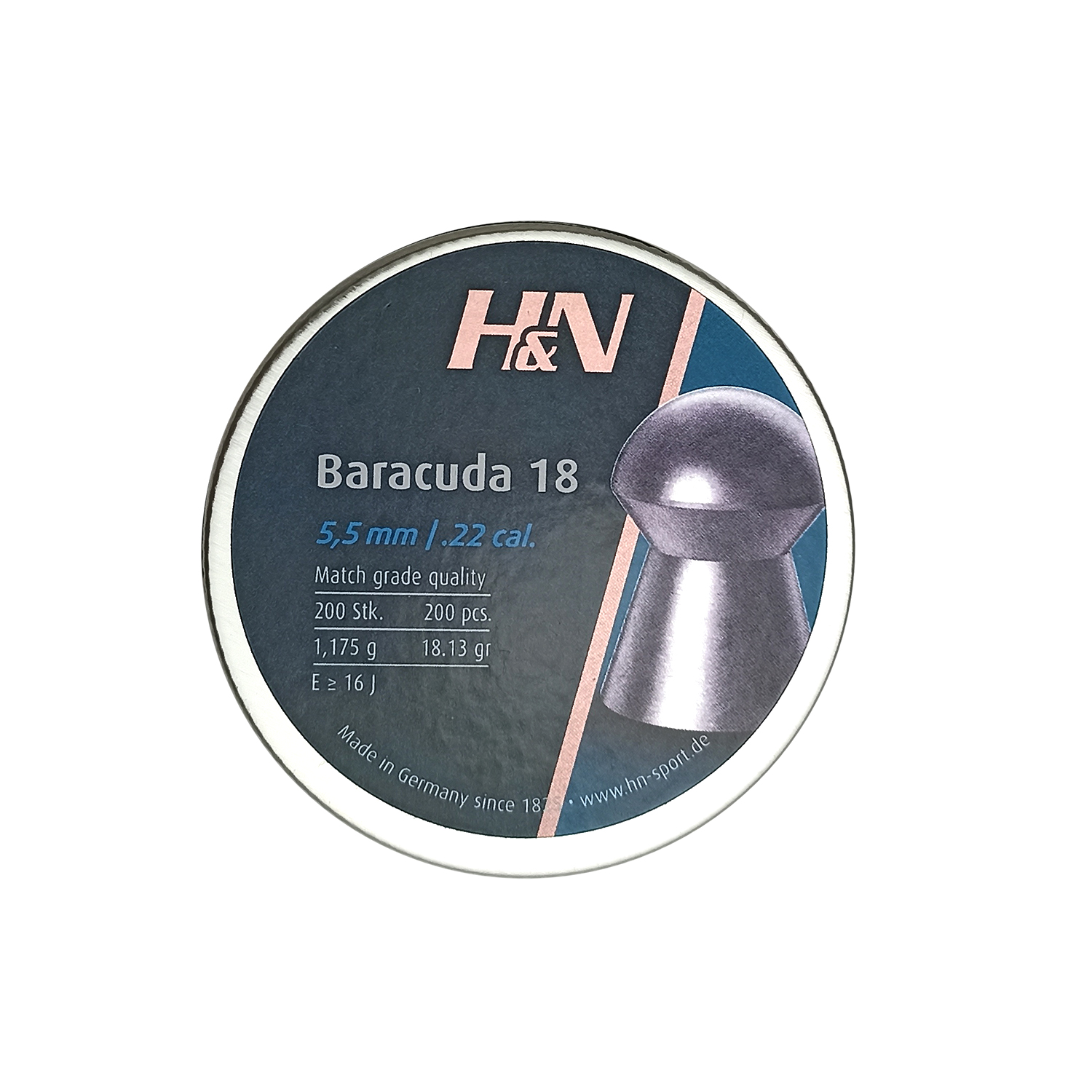 Пули пневматические "H&N Barracuda 18" калибр 5,5 мм, вес 1,17 гр, 200 шт./упаковка