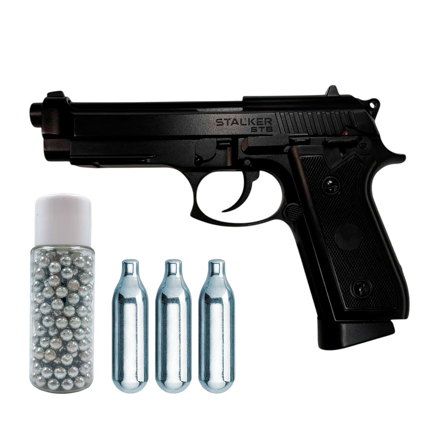 Пистолет пневматический Stalker STB (баллончики 3 шт + шарики 250 шт)