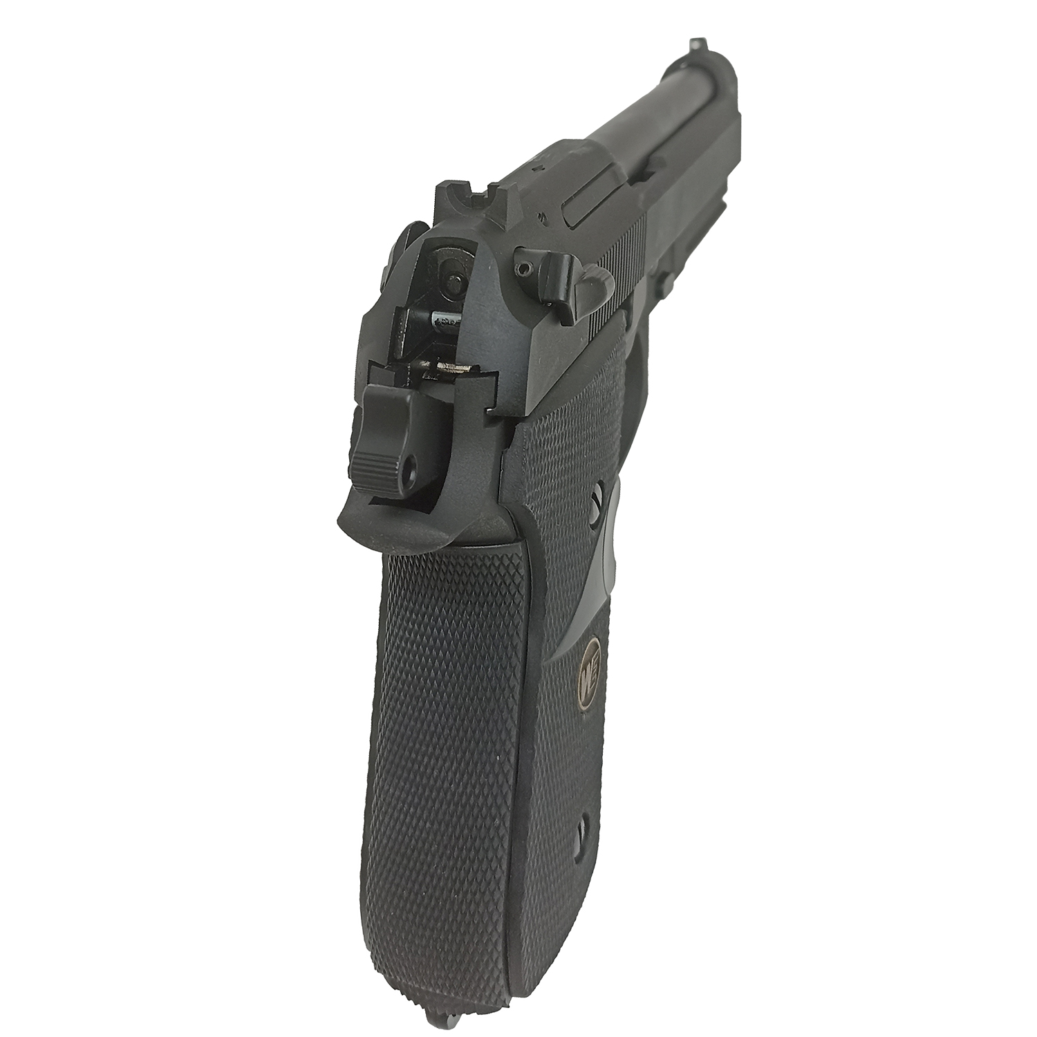 Пистолет страйкбольный (WE) Beretta M92F, черный, металл, рельса, WE-M008
