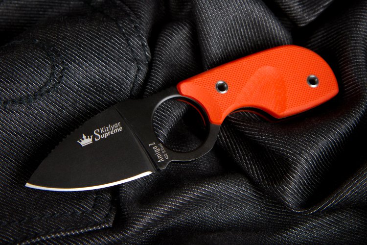 Нож Kizlyar Supreme Amigo-Z AUS-8 bt oh v2 (Черный, Оранжевая рукоять G10)
