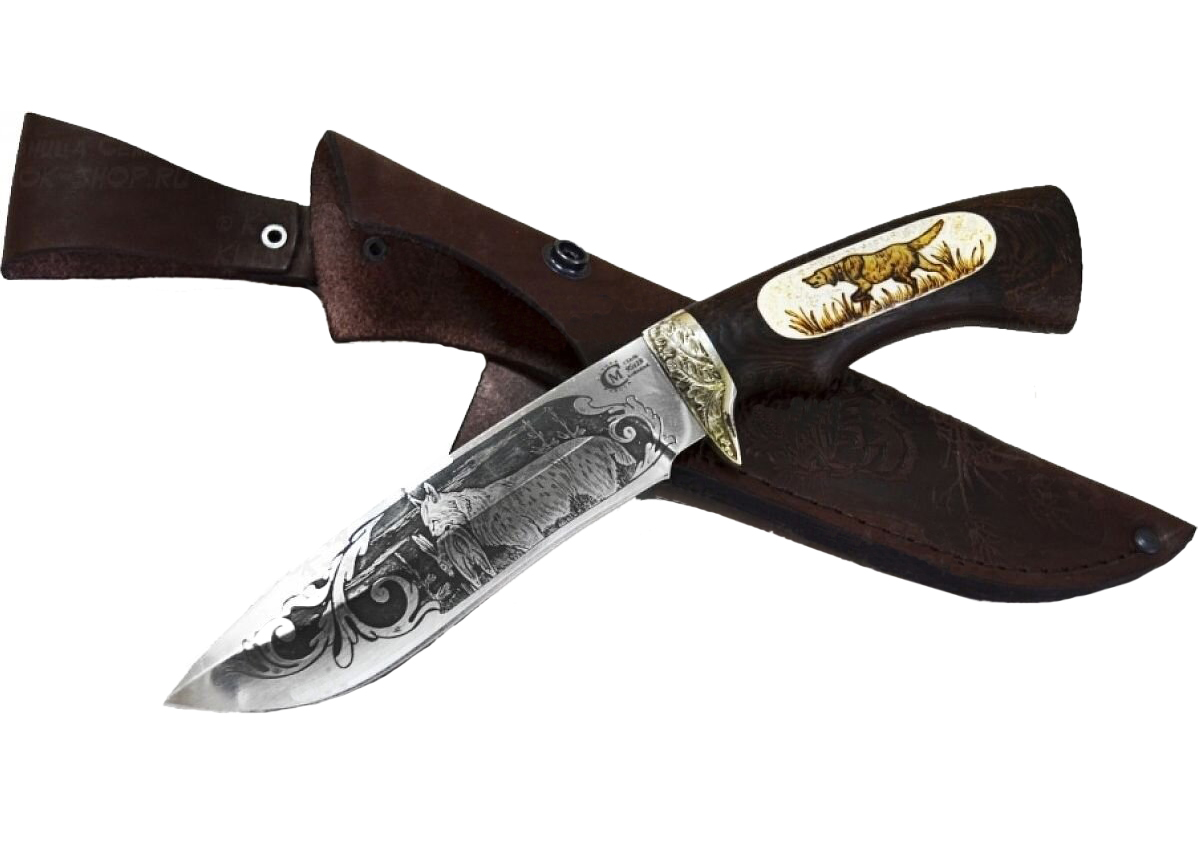 Нож "Скиф" кован.ст. 95х18, венге, литье, гравировка, кость, Семина