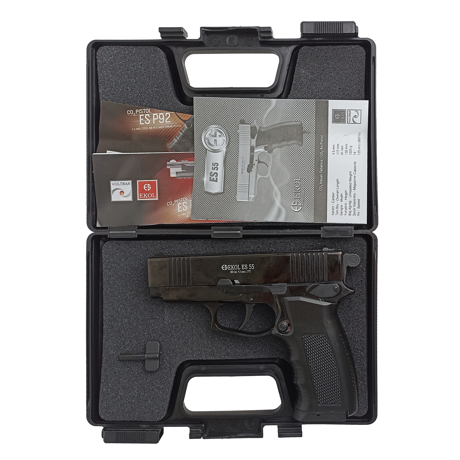 Пистолет пневматический EKOL ES 55 Black (металл) калибр 4,5 мм. 3 Дж.
