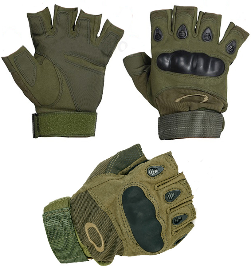 Перчатки реплика Oakley беспалые с защитой костяшек, зеленые XXL