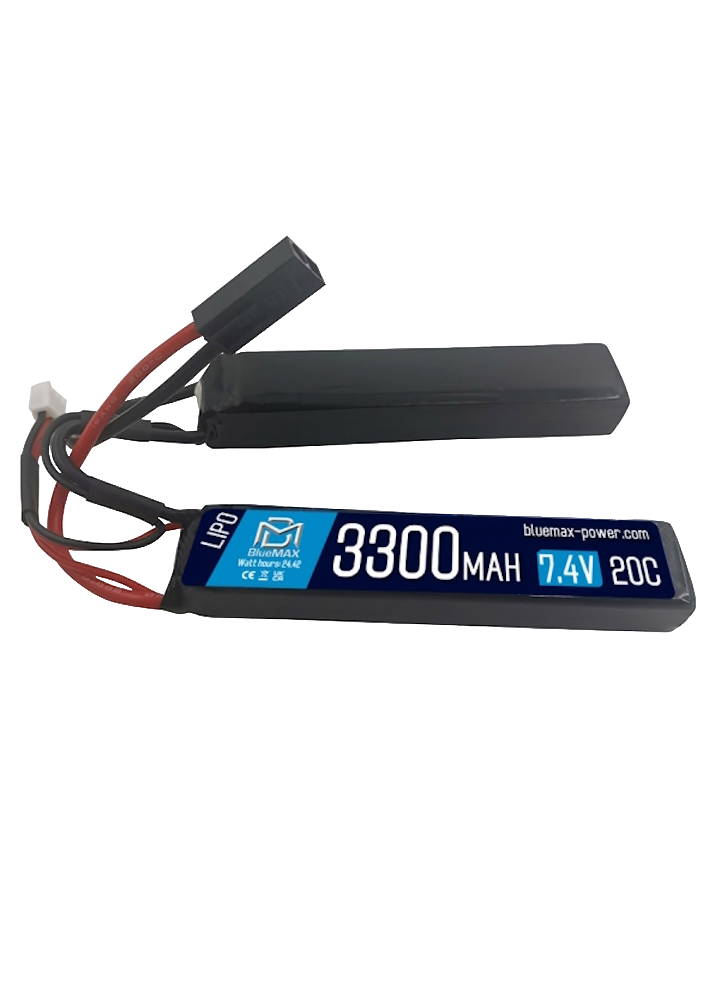 АКБ BlueMAX 7.4V Lipo 3300mAh 30C nunchuck 2x (19x21x128)
