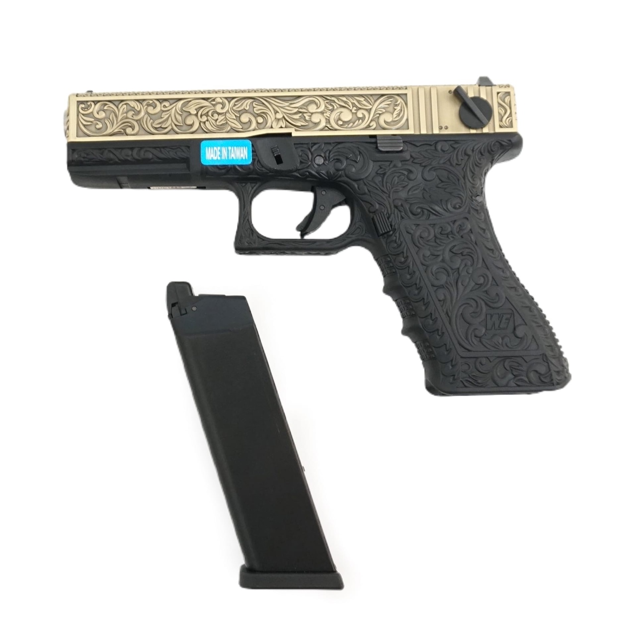 Пистолет страйкбольный (WE) Glock-18 gen3, авт, металл слайд, под бронзу с гравировкой , WE-G002BOX-BR