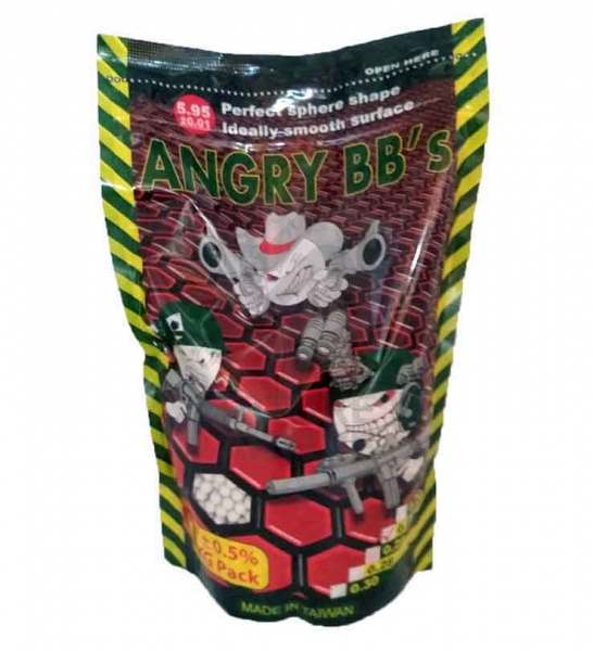 Шарики Angry BBs® 0,23 (белые, 1кг, пакет) Taiwan TJ-023