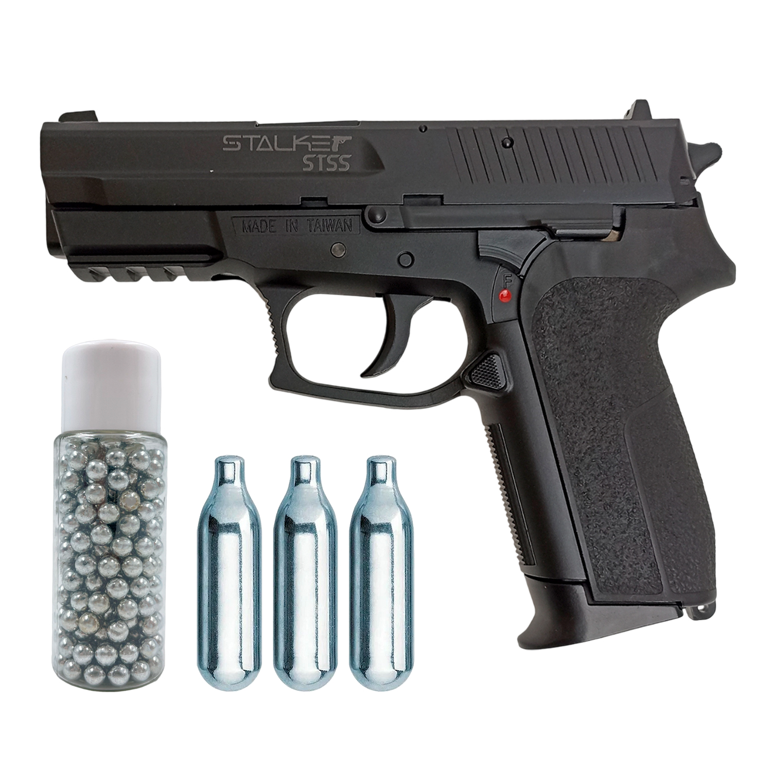 Пистолет пневматический Stalker STSS (баллончики 3 шт + шарики 250 шт)