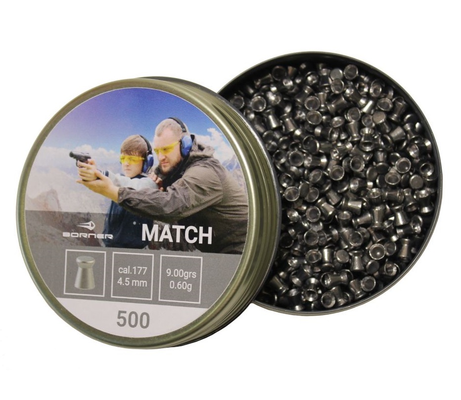 Пули пневматические Borner "Match",  4,5 мм (500 шт.) 0,60 грамм