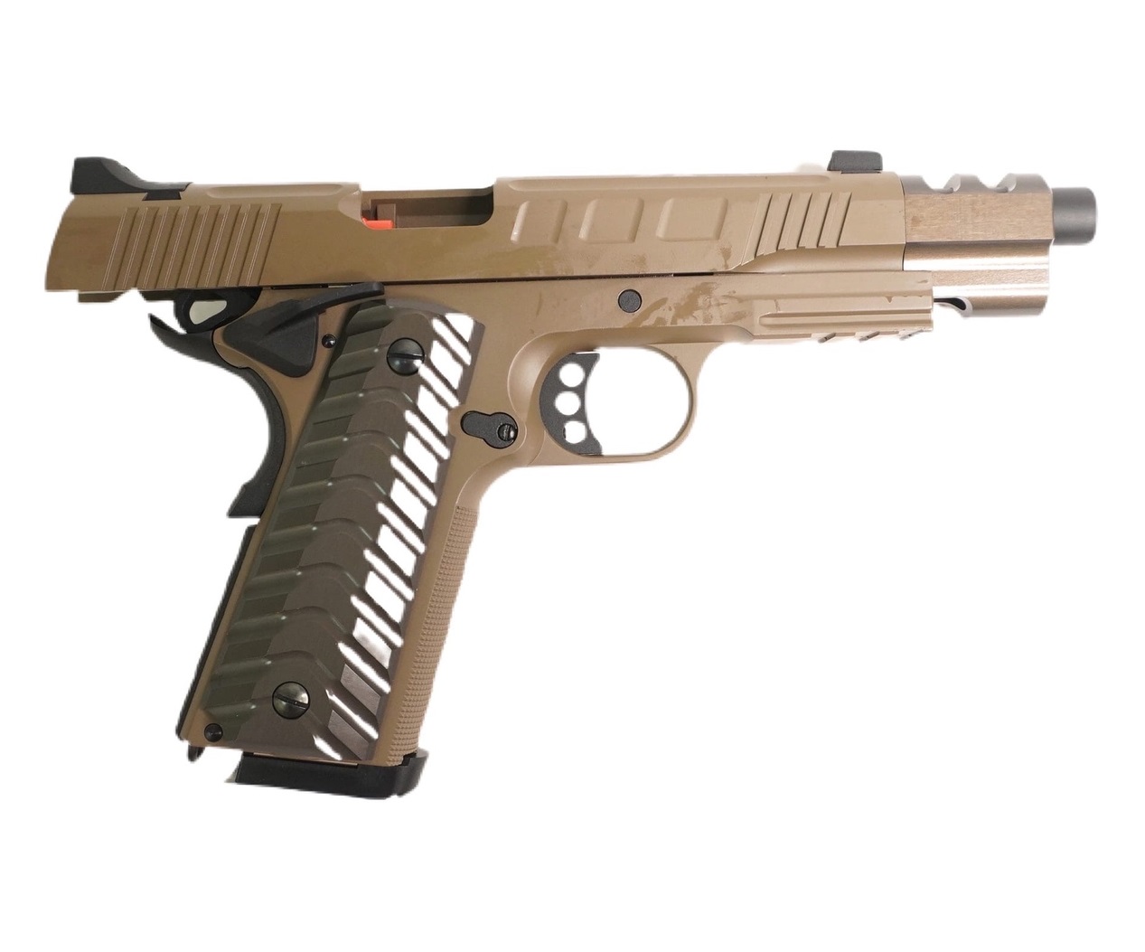 Пистолет страйкбольный (KJW) Colt M1911 удлиненый GBB, GAS, металл, модель - KP-16