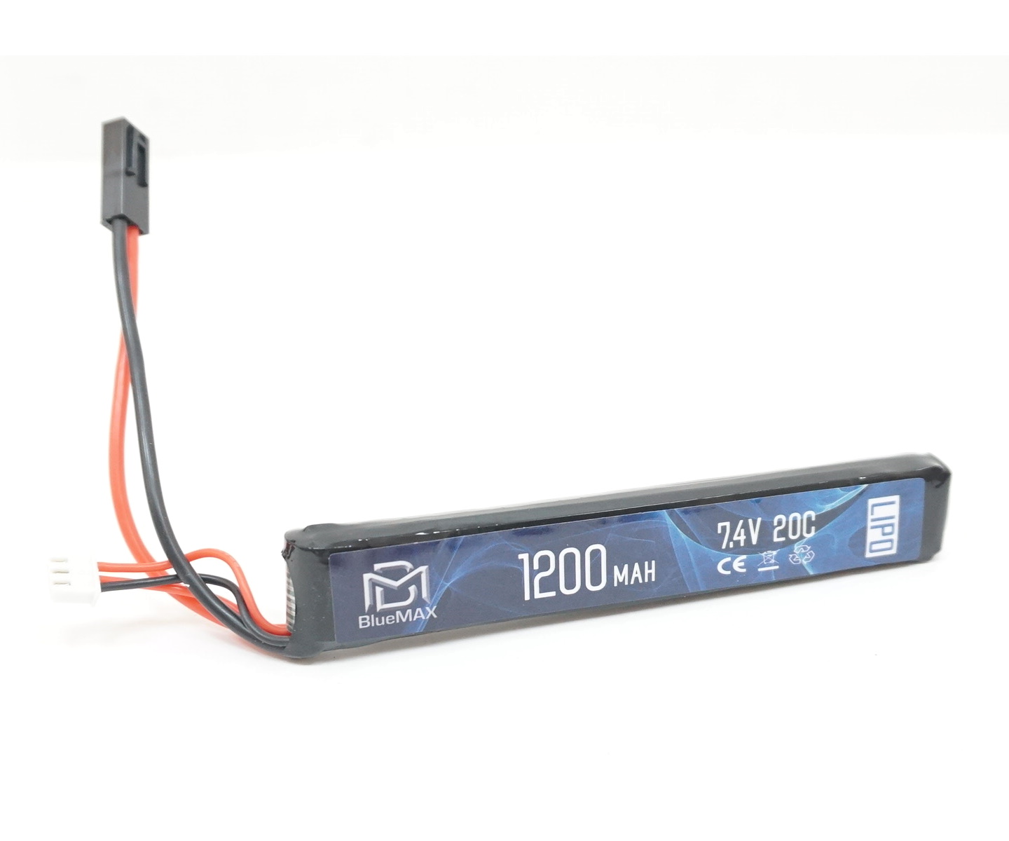 АКБ BlueMAX 7.4V Lipo 1200mAh 20C stick 13.3x21x128 М-серия цевье, приклад, G36