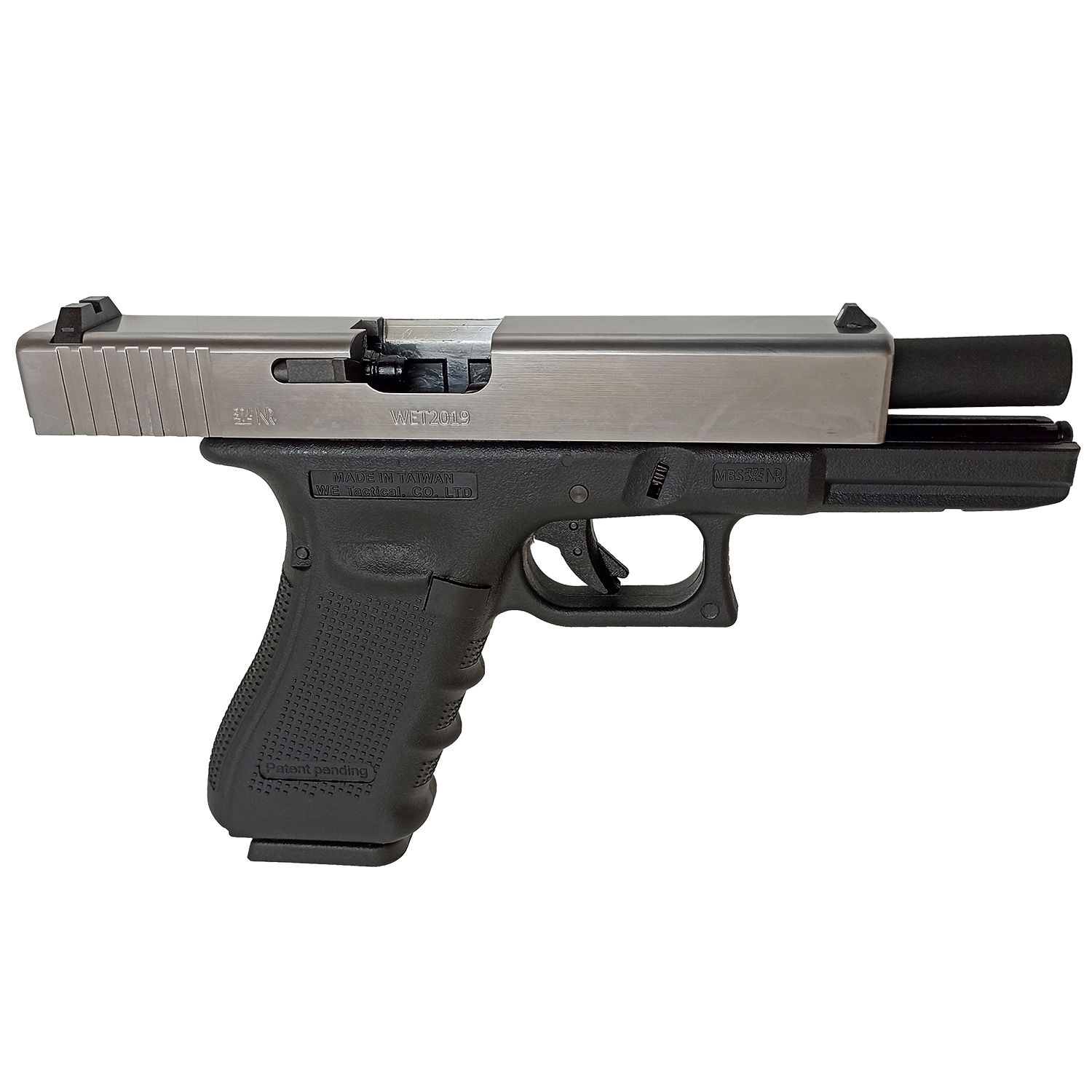 Пистолет страйкбольный WE Glock 17 Gen4, хром, WE-G001B-SV
