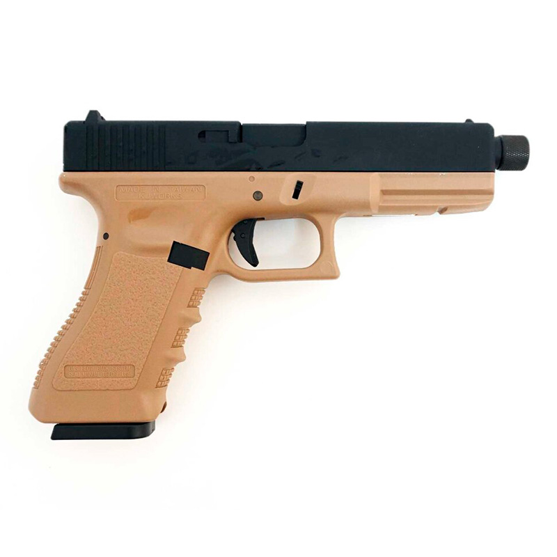 Модель пистолета (KJW) GLOCK G17 GBB GAS, ствол с резьбой, мет. слайд. KP-17-TBC TAN