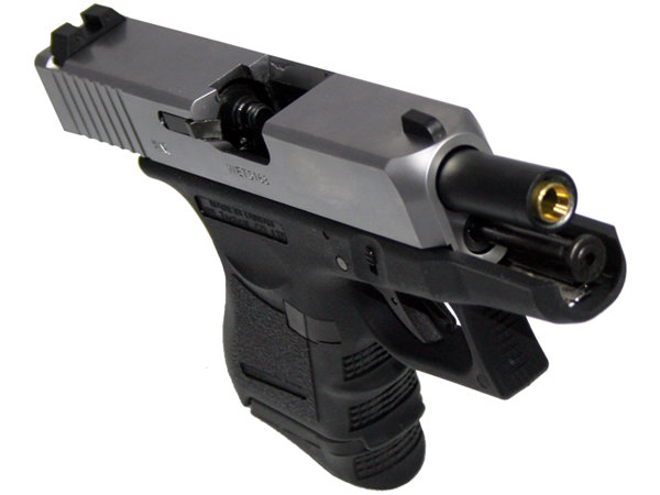 Пистолет страйкбольный (WE) Glock-27 gen3, металл слайд, хромированный,WE-G006A-SV