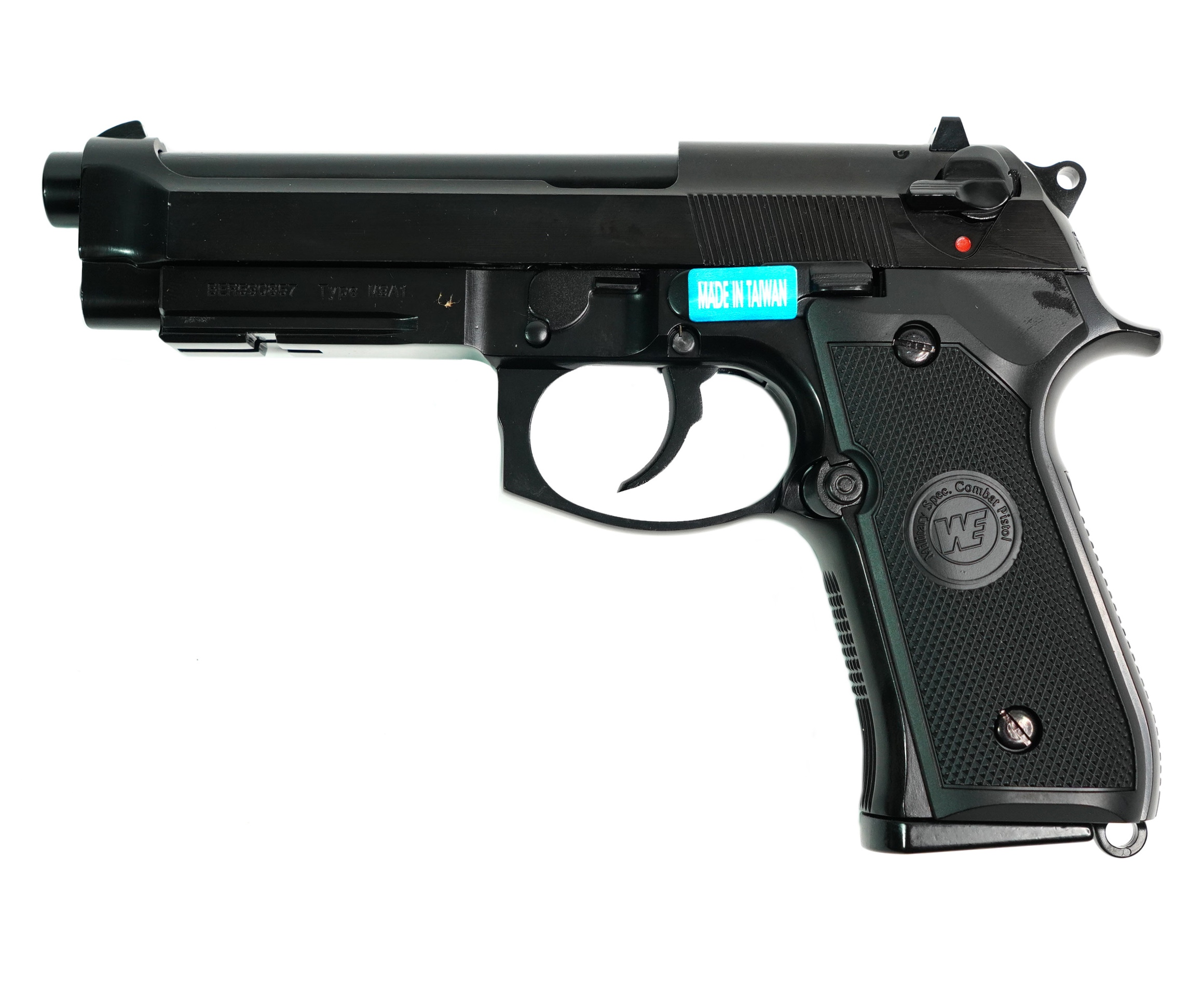 Страйкбольный пистолет (WE) BERETTA M9A1 new, черный, металл, рельса, WE-M012-BOX-BK