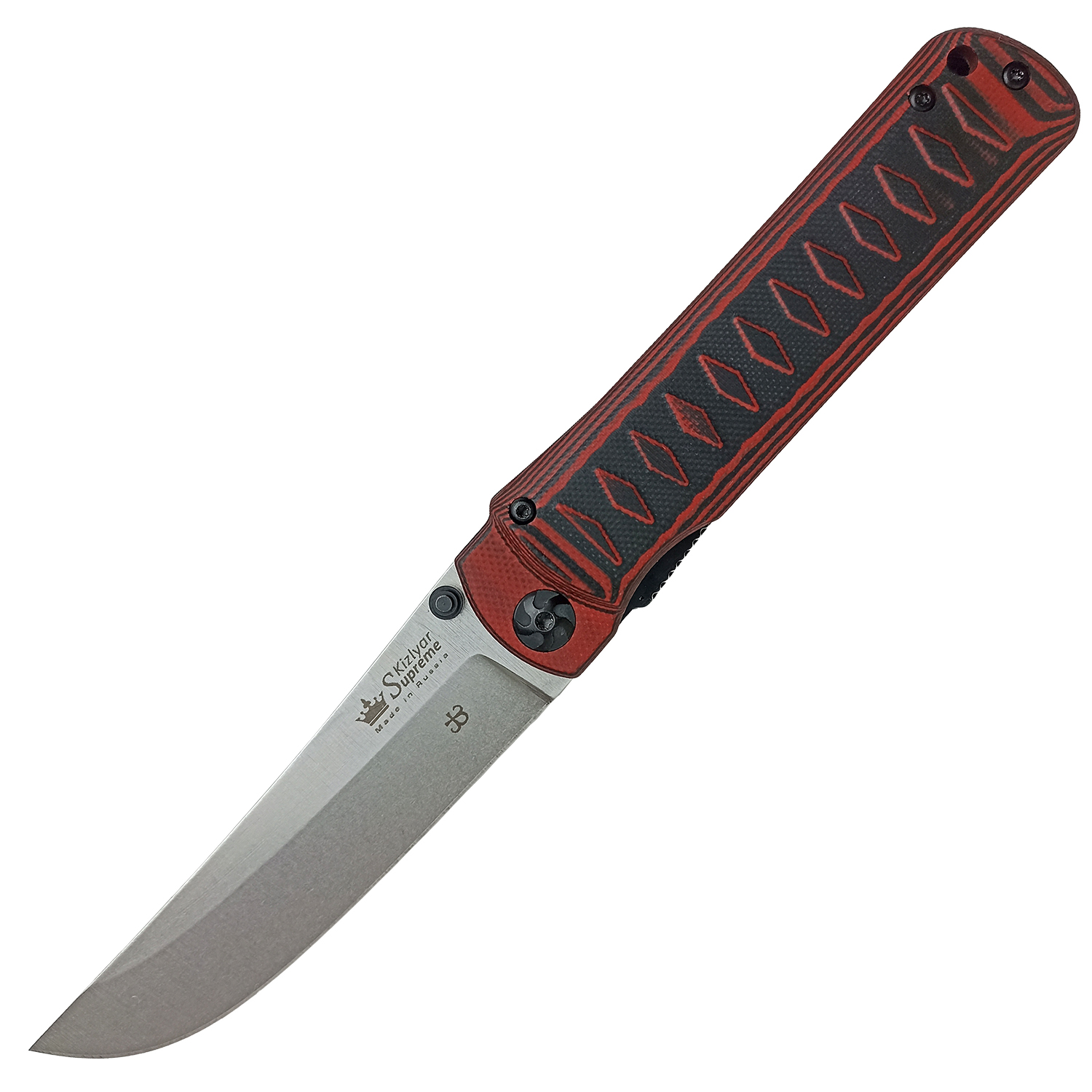 Нож Kizlyar Supreme Whisper D2 SW (Stonewash, red-black, G10)