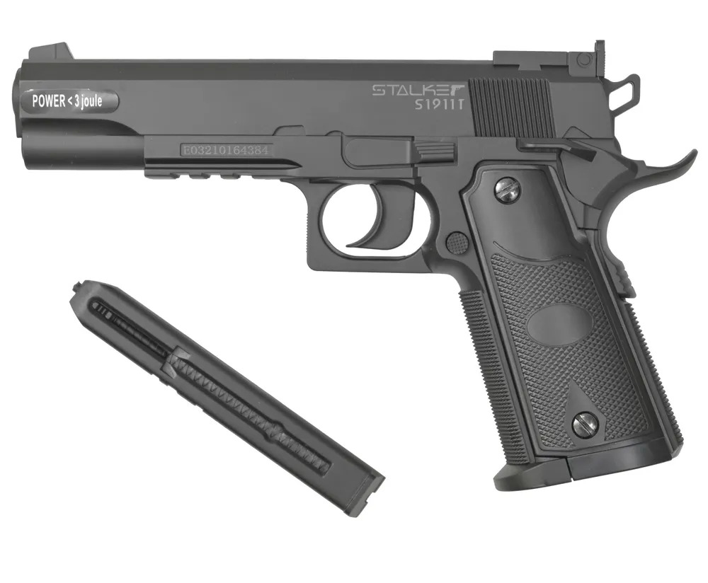 Пистолет пневматический Stalker S1911T (баллончики 3 шт + шарики 250 шт)