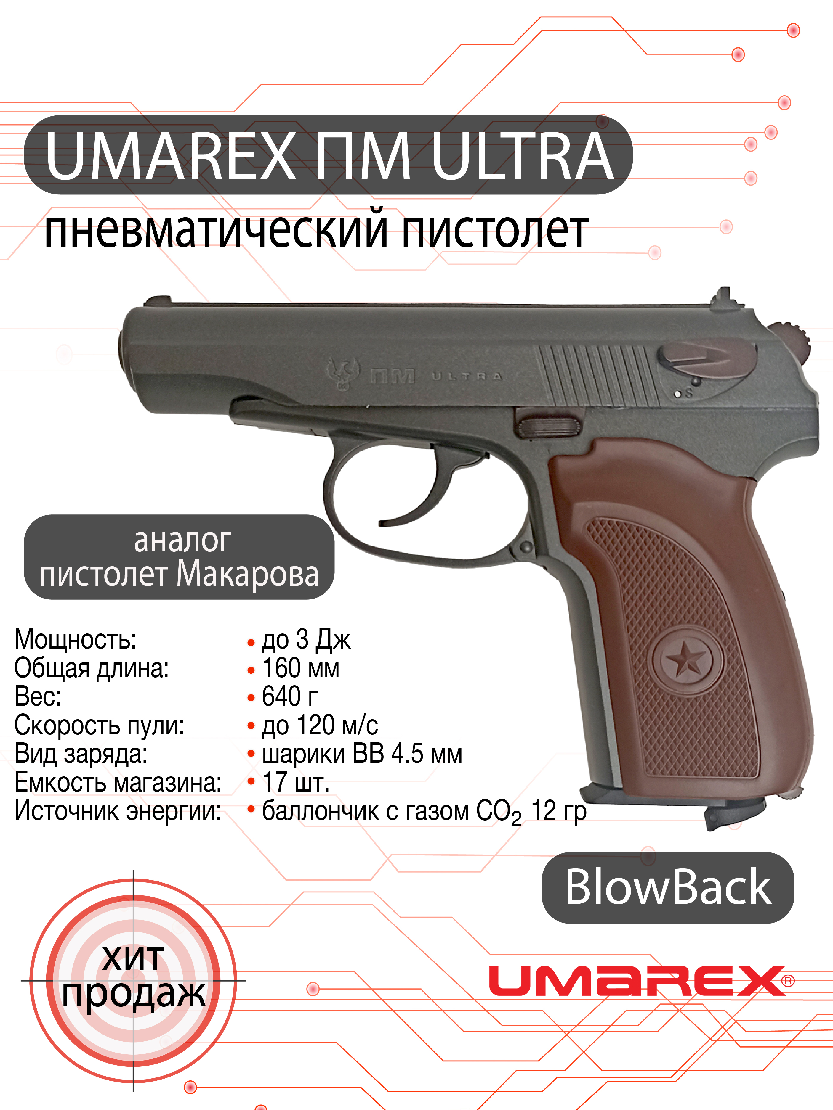 Пневматический пистолет Umarex ПМ Ultra