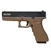 Пистолет страйкбольный (KJW) Glock G18 GBB GAS, автомат, металлический слайд, модель - KP-18-MS-TAN