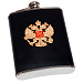 Фляга Voenpro черная, кожа, герб РФ, 9 унций
