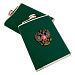 Фляга Voenpro зеленая, кожа, герб РФ со стразами, 9 унций